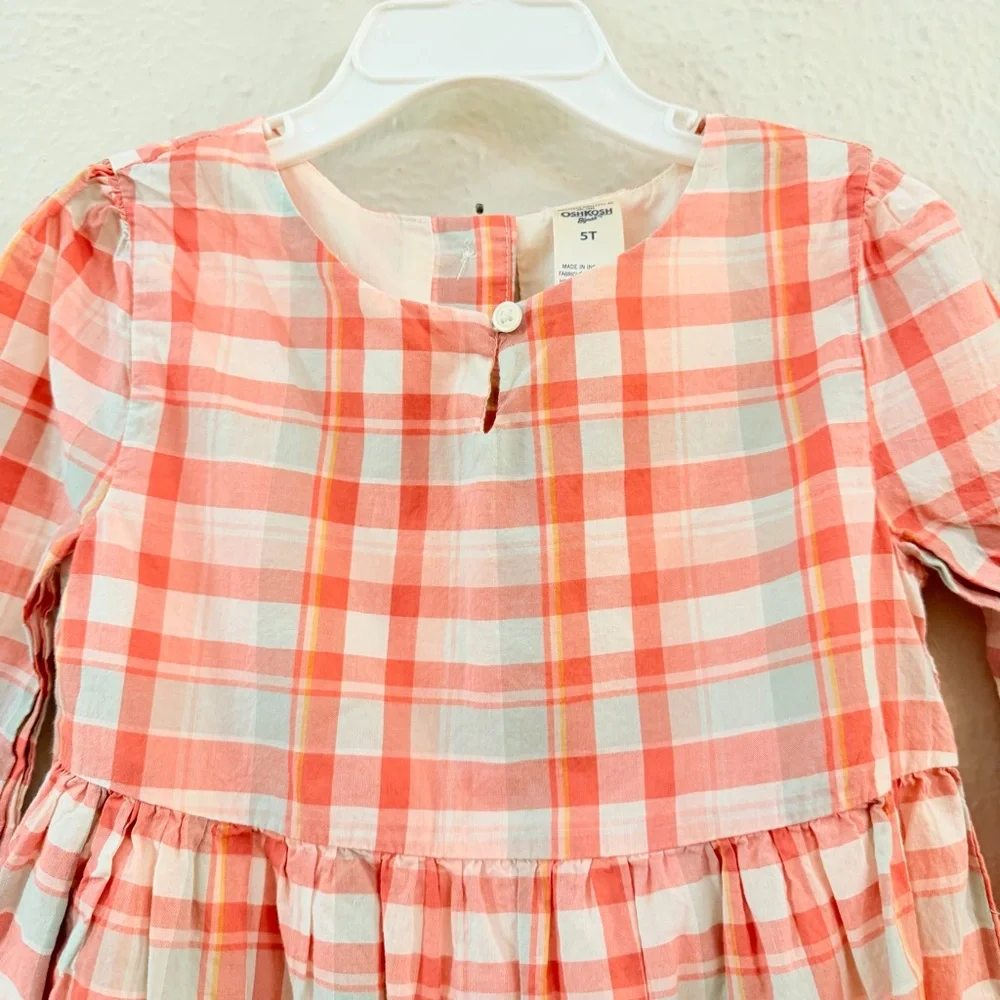 Oshkosh pale pink plaid ruffle dress